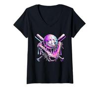 Femme Gant de Baseball Drip Violet Respect The Drip Youth Garçons Filles T-Shirt avec Col en V
