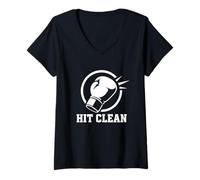 Femme Gants de Boxe Hit Clean Impact Graphic T-Shirt avec Col en V