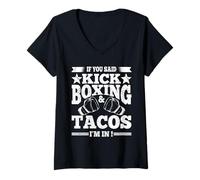 Femme Gants de Kickboxing et Tacos I´m Boxing Funny Kickboxer T-Shirt avec Col en V