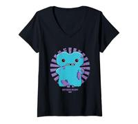 Femme Gaptooth McGoo Laboratory Misfits Texte Japonais rétro T-Shirt avec Col en V
