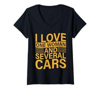 Femme Garage Guys I Love One Woman & Plusieurs Voitures Mécanique Moteur T-Shirt avec Col en V
