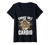 Femme Garage Sale is My Cardio Funny Yard Sale Friperie T-Shirt avec Col en V
