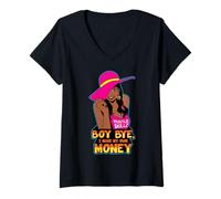 Femme Garçon, Je gagne Mon Propre Argent, compétences, mélanine, Femme, sœur T-Shirt avec Col en V