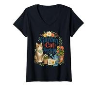Femme Garden Cat Society Tabby Lover T-Shirt avec Col en V