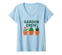 Femme Garden Crew Cute Houseplants Plant, Lover Funny Gardener T-Shirt avec Col en V