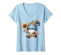 Femme Garden Grandpa GNOME Love Sunflower Decor for Hippie Mom T-Shirt avec Col en V