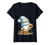 Femme Gardening GNOME for Grandpa Life Floral Sunflower Retirement T-Shirt avec Col en V