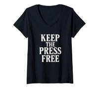 Femme Gardez la Presse Libre - Défendre la démocratie T-Shirt avec Col en V