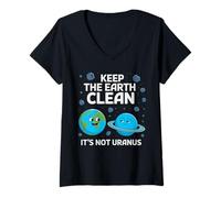 Femme Gardez la Terre Propre, ce n'est Pas Uranus Cadeaux environnementalistes T-Shirt avec Col en V