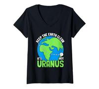 Femme Gardez la Terre Propre, ce n'est Pas Uranus T-Shirt avec Col en V