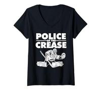 Femme Gardien de But de Hockey Police of The Crease T-Shirt avec Col en V