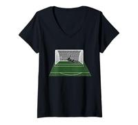 Femme Gardien de But Save on Pitch But Net Soccer 2026 Art T-Shirt avec Col en V