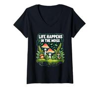 Femme Gardien De Mini Forêt Life Happens in The Moss T-Shirt avec Col en V