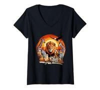 Femme Gardien de Zoo, Animaux africains, Jungle, Safari, Gardien de Zoo, Faune T-Shirt avec Col en V