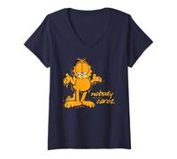 Femme Garfield Cat Frowning Cat Lasagne Lover Who Cares Kitty Classic T-Shirt avec Col en V