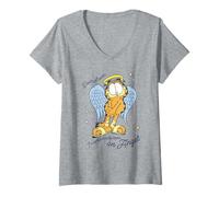 Femme Garfield Dear Santa I've Practically Been an Angel Christmas T-Shirt avec Col en V