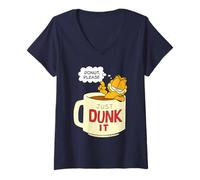Femme Garfield Donut Coffee Vibes Dessin d'art rétro T-Shirt avec Col en V