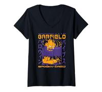 Femme Garfield Halloween Spooky Crew Retro Vampire Garfield T-Shirt avec Col en V
