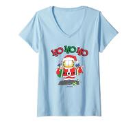 Femme Garfield Ho Ho Ho Santa with Gifts Funny Christmas Holiday T-Shirt avec Col en V