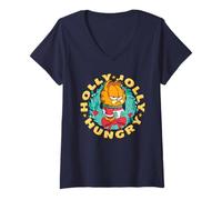 Femme Garfield Holly Jolly Hungry Christmas Wreath T-Shirt avec Col en V