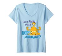 Femme Garfield House Cat Body Language Comédie Classique Dessin animé T-Shirt avec Col en V