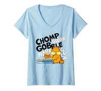 Femme Garfield Hungry Cat Amoureux des lasagnes Fast Food Classic Hero T-Shirt avec Col en V