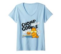 Femme Garfield Hungry Cat Lover Fast Food Hero Classic Lasagne T-Shirt avec Col en V