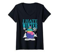 Femme Garfield I Hate Winter Bundled Up in Snow Retro Cartoon T-Shirt avec Col en V