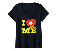 Femme Garfield I Heart Me Funny Block Letters Love Cat Cartoon T-Shirt avec Col en V