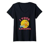 Femme Garfield I Vote For Lasagna Vintage Snack T-Shirt avec Col en V