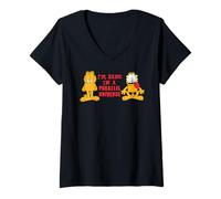 Femme Garfield - Je suis sain Chat T-Shirt avec Col en V