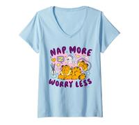 Femme Garfield - Le chat fait plus la sieste et se préoccupe moins T-Shirt avec Col en V