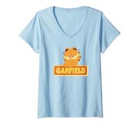 Femme Garfield Logo T-Shirt avec Col en V