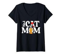 Femme Garfield Mother's Day No.1 Cat Mom T-Shirt avec Col en V