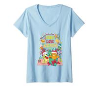 Femme Garfield Peace, Love, Lasagna Funny Christmas Cat Cartoon T-Shirt avec Col en V