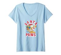 Femme Garfield Santa Paws Cute Christmas Delivery Cartoon Cat T-Shirt avec Col en V