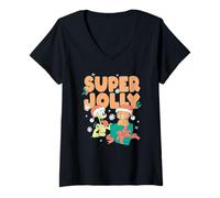 Femme Garfield Super Jolly Christmas Funny Retro Holidays T-Shirt avec Col en V