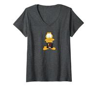 Femme Garfield Trick Or Treat Halloween Treats Cute Cat Cartoon T-Shirt avec Col en V