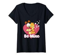 Femme Garfield Valentine's Day Be Mine Cute Heart Shaped Portrait T-Shirt avec Col en V