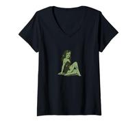 Femme Gâteau au Fromage rétro Zombie Girl Pinup Halloween Party Undead T-Shirt avec Col en V
