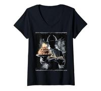 Femme Gâteau d'anniversaire Goth Monster FSM Flying Spaghetti Pastafarian T-Shirt avec Col en V