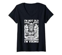 Femme Gâteau d'anniversaire Humoristique Viking I'm Not Old Man Norse Warrior T-Shirt avec Col en V