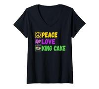 Femme Gâteau Peace Love King T-Shirt avec Col en V