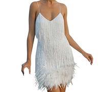Femme Gatsby Robe Couleur Unie Sans Manche 1920S à Frange Bretelles Chic Charleston Déguisement Pour Soirée Danse Latine