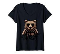 Femme Gay Bear Pride Papa Bear Woof T-Shirt avec Col en V