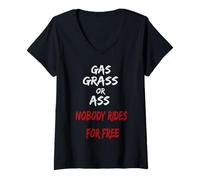Femme Gazon ou Cul Personne ne Monte Gratuitement T-Shirt avec Col en V