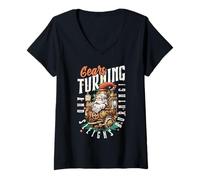 Femme Gears Turning and Sleighs Burning Christmas Steampunk T-Shirt avec Col en V
