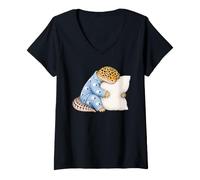 Femme Gecko léopard endormi dans Un Pyjama Mignon T-Shirt avec Col en V