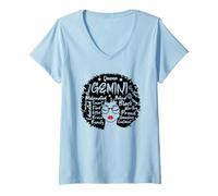 Femme Gemini Queen Signe du Zodiaque de la mélamine, Afro T-Shirt avec Col en V