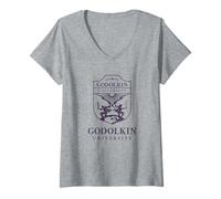 Femme Gen V Godolkin University Purple School Seal TV Show T-Shirt avec Col en V